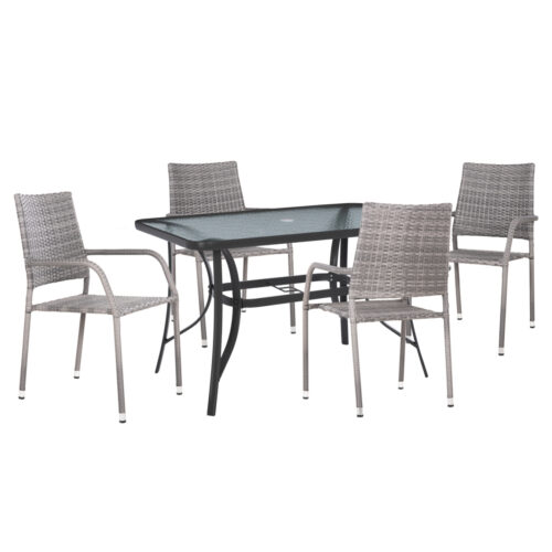 ΣΕΤ ΤΡΑΠΕΖΑΡΙΑΣ MORNER HM21195 ΤΡΑΠΕΖΙ ΜΕ 4 ΠΟΛΥΘΡΟΝΕΣ--ΓΚΡΙ (x1)