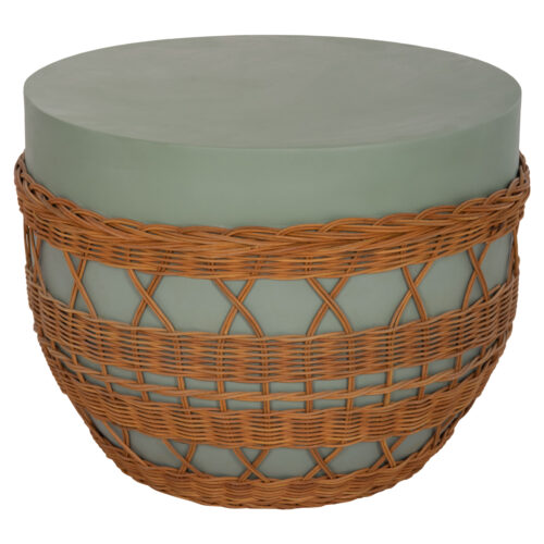 ΤΡΑΠΕΖΙ ΣΑΛΟΝΙΟΥ VILHENA HM18165 FIBER CEMENT ΠΡΑΣΙΝΟ-RATTAN ΦΥΣΙΚΟ Φ56x47Υεκ. (x1)