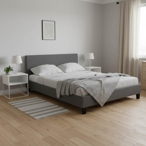 Κρεβάτι Nevil pakoworld 150x200 με ύφασμα χρώμα ανθρακί (x1)