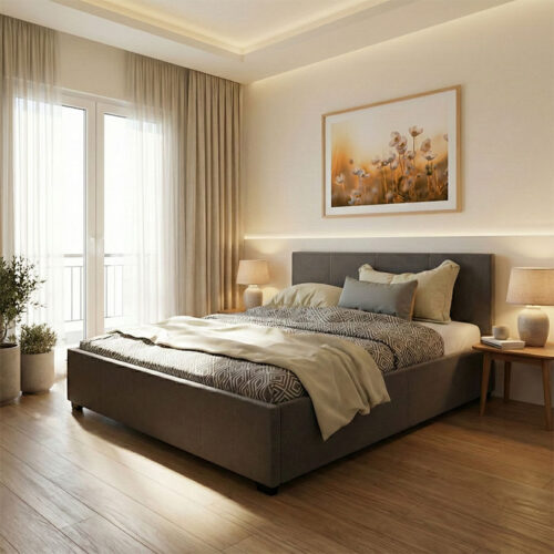 Κρεβάτι Norse pakoworld ύφασμα ανθρακί με αποθηκευτικό χώρο 160x200εκ (x1)