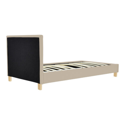 Κρεβάτι Nevil pakoworld ύφασμα εκρού με ξύλινο πόδι σε φυσική απόχρωση 100x200εκ (x1)