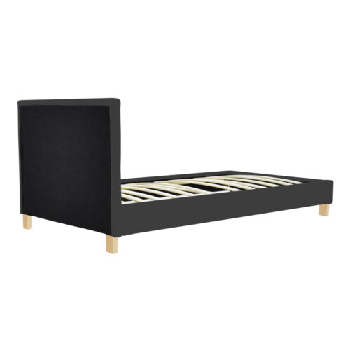 Κρεβάτι Nevil pakoworld ύφασμα ανθρακί με ξύλινο πόδι σε φυσική απόχρωση 100x200εκ (x1)