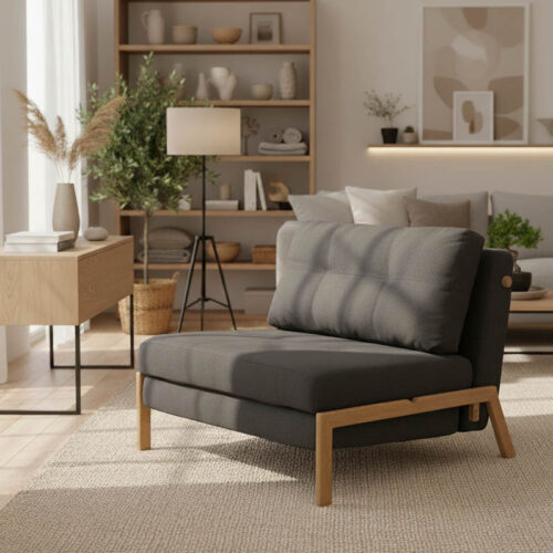 Πολυθρόνα-κρεβάτι Fancy pakoworld με ύφασμα ανθρακί 95x98x70εκ (x1)