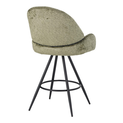 Σκαμπό μπαρ περιστρεφόμενο Morea pakoworld μπουκλέ ύφασμα σε λαδί απόχρωση με μαύρα μεταλλικά πόδια 55x66x107.5εκ (x1)