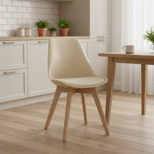 Καρέκλα Gaston pakoworld PP-PU taupe απόχρωση- φυσικό πόδι 43x51x75εκ (x1)