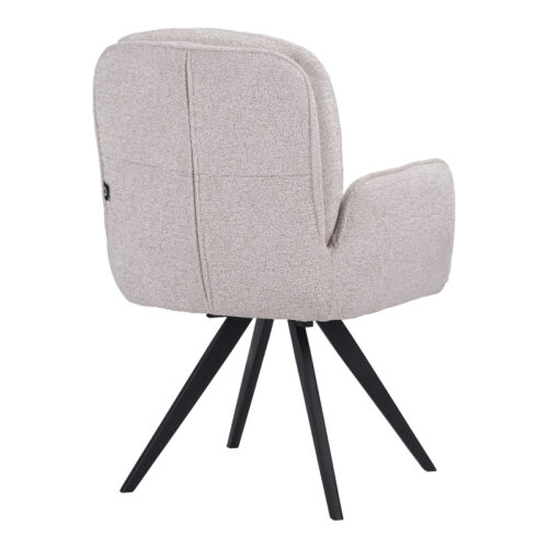 Πολυθρόνα περιστρεφόμενη Novo pakoworld ύφασμα λευκό μπουκλε-πόδια μαύρο μεταλλικό 65.5x60x90εκ (x2)