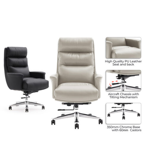 Καρέκλα γραφείου διευθυντή Nagal pakoworld PU σε μαύρη απόχρωση 71x73x117-123εκ (x1)