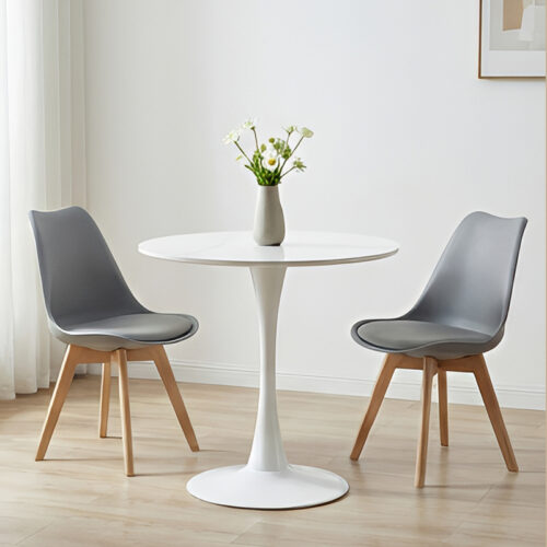 Τραπέζι Balou I pakoworld sintered stone σε λευκό μαρμάρου Φ70x74εκ (x1)