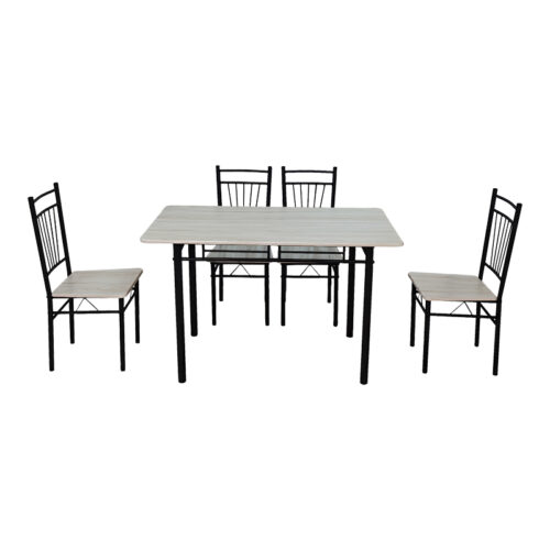 Τραπεζαρία Roza pakoworld σετ 5τμχ mdf sonoma με μεταλλικό μαύρο πόδι 120x65x75εκ (x1)