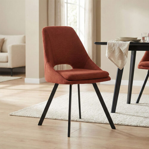 Καρέκλα Initiate pakoworld terracotta ύφασμα-πόδι μαύρο μέταλλο 48x57x85εκ (x2)