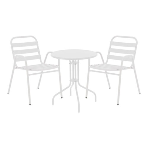 Τραπεζαρία Vergo-Sussie pakoworld σετ 3τεμ λευκό μέταλλο Φ60x70εκ (x1)