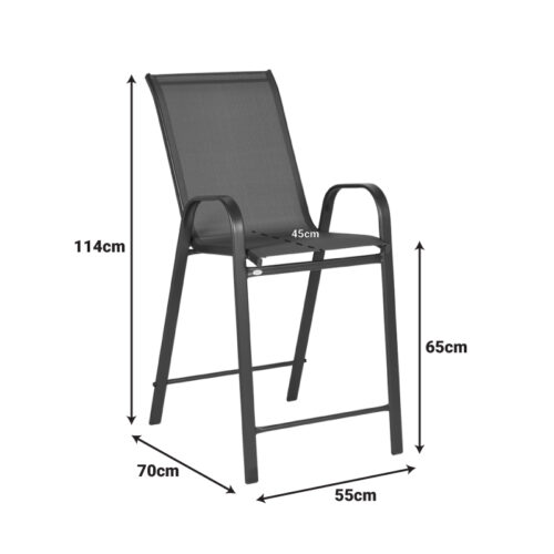 Σκαμπό μπαρ μεσαίου ύψους Calan pakoworld σκούρο καφέ μέταλλο-textilene σε καφέ απόχρωση 55x70x114εκ (x1)