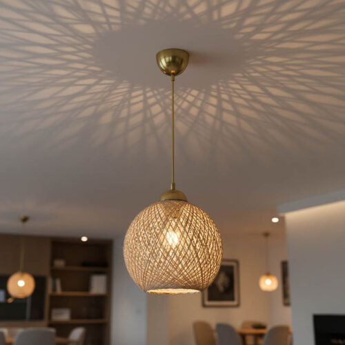 Φωτιστικό οροφής μονόφωτο Leshia pakoworld Ε27 καφέ Φ26x26εκ (x1)