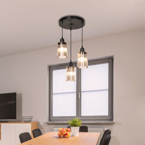 Φωτιστικό οροφής τρίφωτο PWL-1195 pakoworld Ε27 μαύρο-amber Φ30x80εκ (x1)