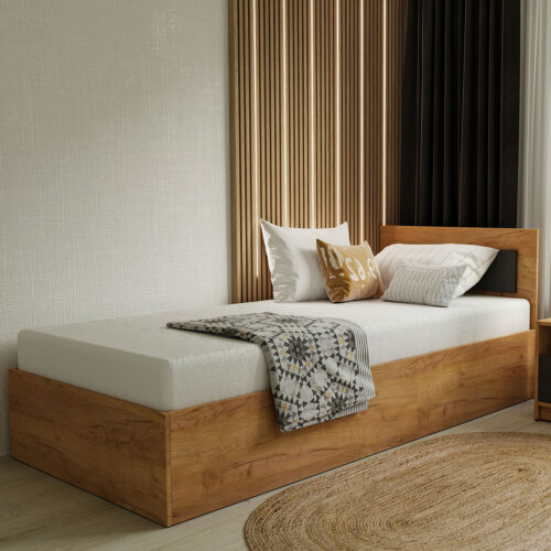 Κρεβάτι Viva Χρυσό Δρυς-Γραφίτης 90x200cm