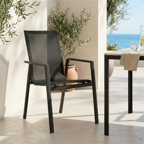 Πολυθρόνα κήπου Dashiell pakoworld αλουμίνιο μαύρο textilene μαύρο 57x71x93εκ (x1)