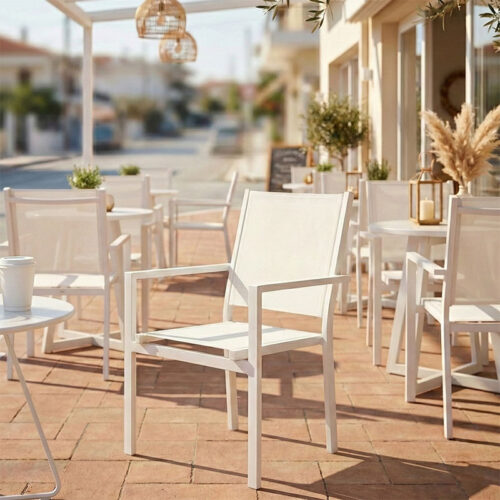 Πολυθρόνα Zacreta pakoworld αλουμίνιο-textilene σε λευκή απόχρωση 56x61x87.5εκ (x1)