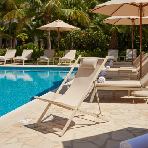 Σεζλόνγκ επαγγελματική Corte pakoworld σαμπανί αλουμινίου με textilene (x1)