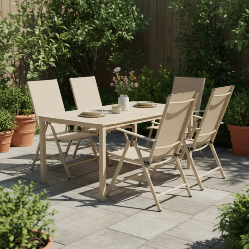 Πολυθρόνα Candor pakoworld σαμπανί μέταλλο με textilene 51.5x63.5x107εκ (x4)