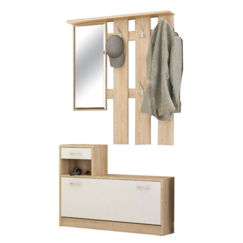 Έπιπλο εισόδου Jamie pakoworld φυσικό-λευκό 100x27.5x187εκ (x1)