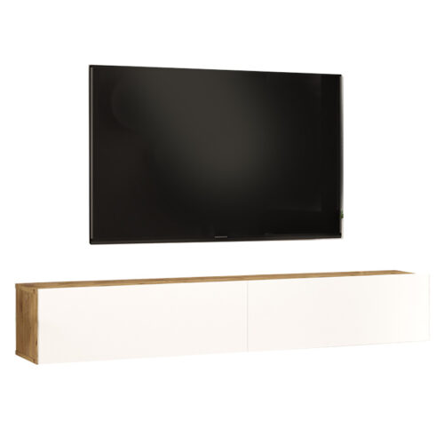 Έπιπλο τηλεόρασης επιτοίχιο Dello pakoworld λευκό-oak 180x31.6x29.6εκ (x1)