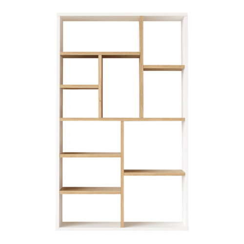 Βιβλιοθήκη Boteca 10θέσεων pakoworld σε oak-λευκή απόχρωση 75x22x123.6εκ (x1)