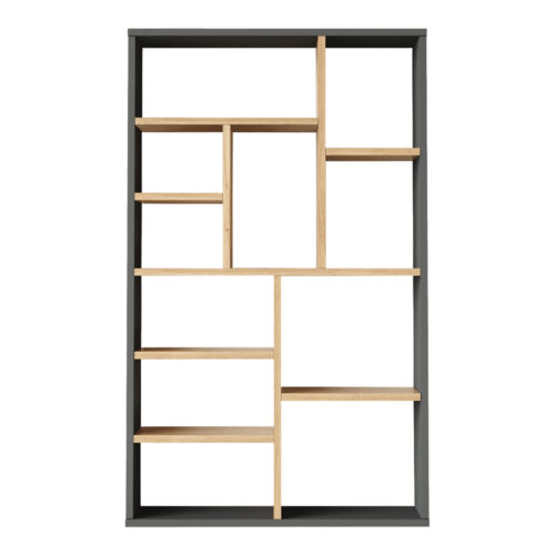 Βιβλιοθήκη Boteca 10θέσεων pakoworld σε oak-ανθρακί απόχρωση 75x22x123.6εκ (x1)