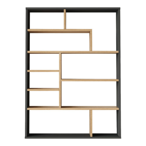 Βιβλιοθήκη Decora pakoworld σε φυσική-ανθρακί απόχρωση 90x22x123.6εκ (x1)