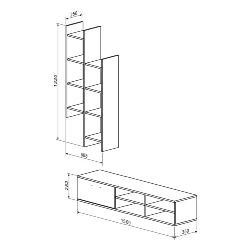 Σύνθετο σαλονιού Sarona pakoworld oak 150x35x160εκ (x1)