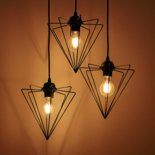 Φωτιστικό οροφής τρίφωτο Tebour pakoworld Ε27 μέταλλο μάυρο 30x30x75εκ (x1)