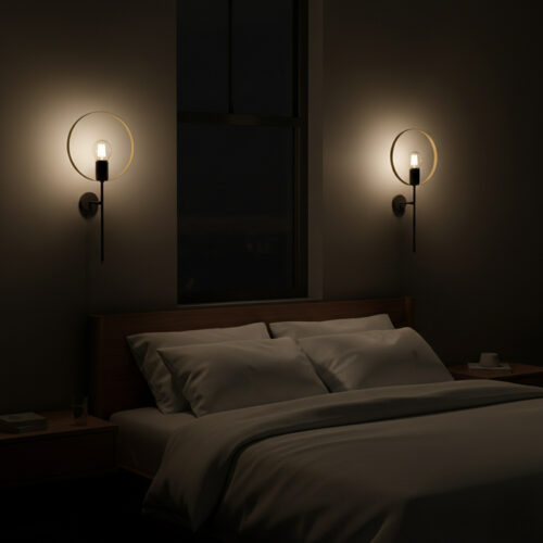 Φωτιστικό τοίχου-απλίκα Bendia pakoworld Ε27 μέταλλο μαύρο-χρυσό 25x15x52εκ (x1)