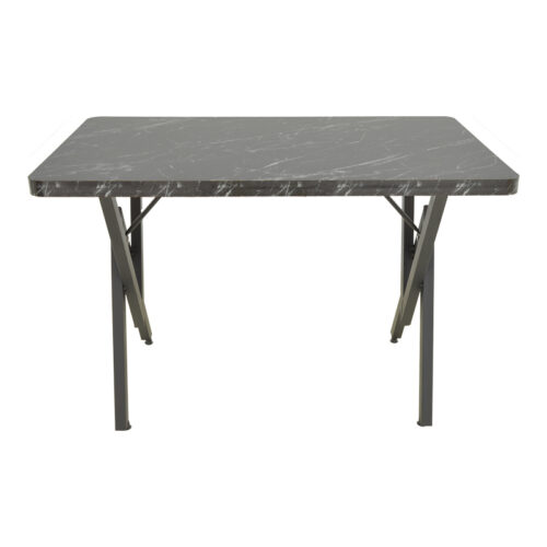Τραπέζι Vertex pakoworld μαυρο εφέ μαρμάρου με μαύρα μεταλλικά πόδια 110x70x72εκ (x1)