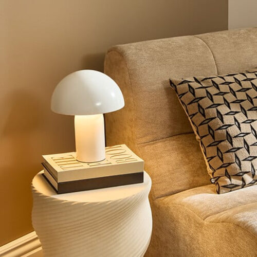 Επιτραπέζιο φωτιστικό Mushi pakoworld μέταλλο λευκό Φ20x24,5εκ (x1)