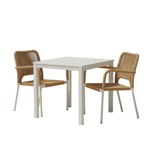 Τραπεζαρία Kliton - Norture σετ 3τεμ pakoworld αλουμίνιο σε λευκή απόχρωση 80x80x74εκ (x1)