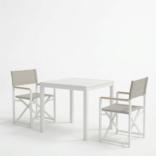 Τραπεζαρία Kliton - Mabu σετ 3τεμ pakoworld αλουμίνιο σε λευκή απόχρωση 80x80x74εκ (x1)