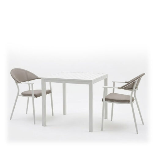 Τραπεζαρία Kliton - Pino σετ 3τεμ pakoworld αλουμίνιο σε λευκή απόχρωση 80x80x74εκ (x1)