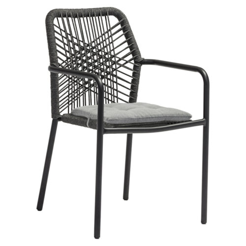 Τραπεζαρία Kherson-Kliton A σετ 5τεμ pakoworld αλουμινίου και σχοινί σε ανθρακί απόχρωση 150x80x74εκ (x1)