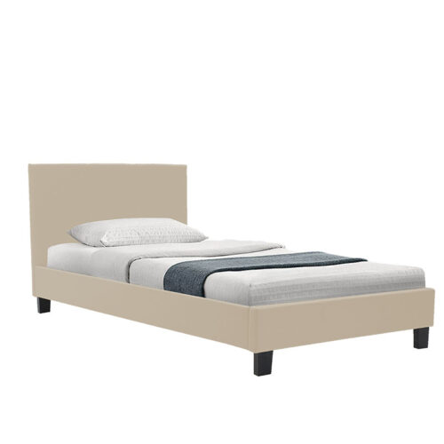 Κρεβάτι με στρώμα Nevil-Dreamer pakoworld ύφαμα μπεζ-μαύρο πόδι 90x190εκ (x1)