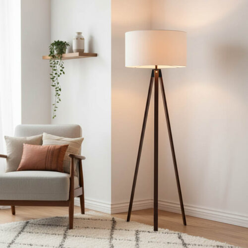 Φωτιστικό δαπέδου PWL-1059 pakoworld Ε27 καρυδί-μπεζ Φ38x140εκ (x1)