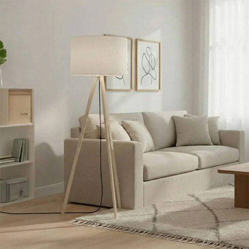 Φωτιστικό δαπέδου PWL-1060 pakoworld Ε27 φυσικό-κρεμ Φ38x140εκ (x1)