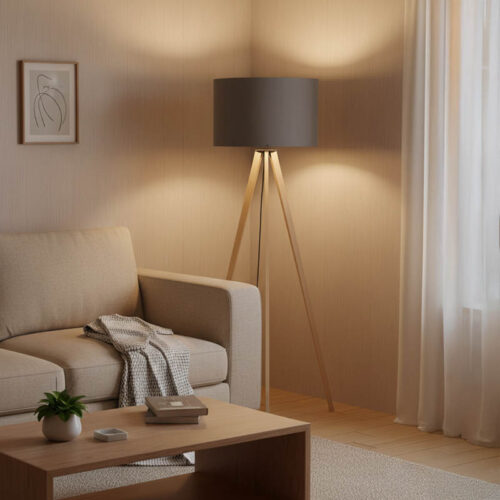 Φωτιστικό δαπέδου PWL-1060 pakoworld Ε27 φυσικό-γκρι Φ38x140εκ (x1)