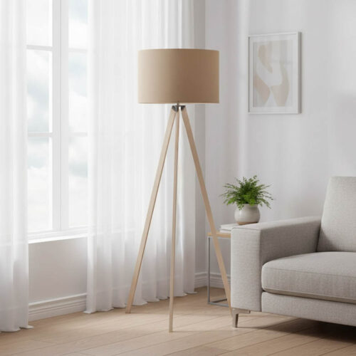 Φωτιστικό δαπέδου PWL-1060 pakoworld Ε27 φυσικό-μόκα Φ38x140εκ (x1)