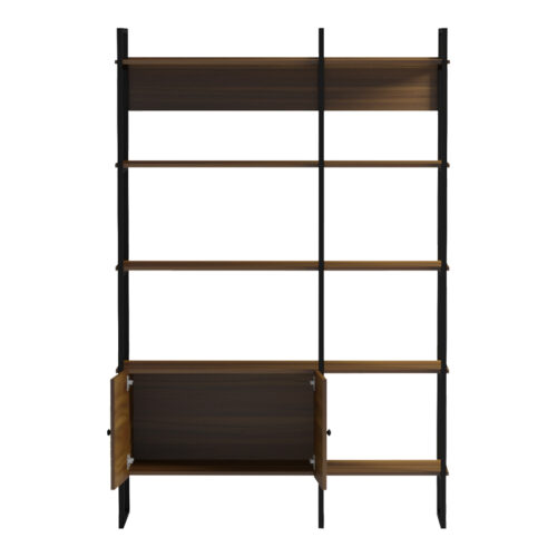 Βιβλιοθήκη Rhombo pakoworld καρυδί-μαύρο 120x35x180εκ (x1)