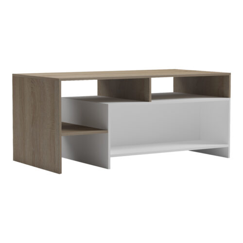 Τραπέζι σαλονιού Consa pakoworld sonoma - λευκό 120x60x52.8εκ (x1)