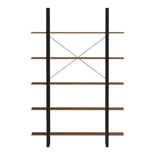 Βιβλιοθήκη-Ραφιέρα Varous pakoworld καρυδί-μαύρο μέταλλο 120x28x180εκ (x1)
