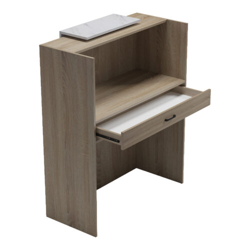 Γραφείο reception Zowel pakoworld με led sonoma-λευκή όψη μαρμάρου 90x40x110εκ (x1)