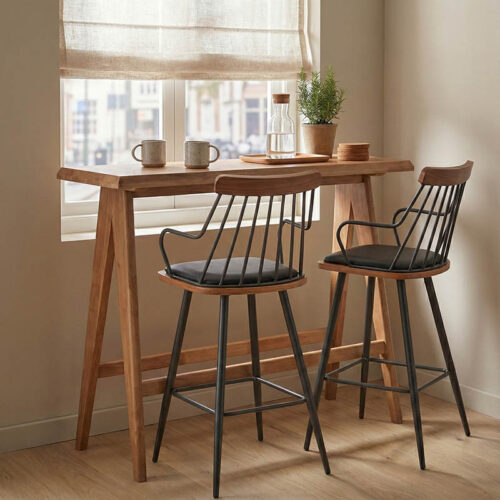 Τραπέζι Bar Winslow pakoworld ξύλο rubberwood ανοικτό καρυδί 120x45x100εκ (x1)