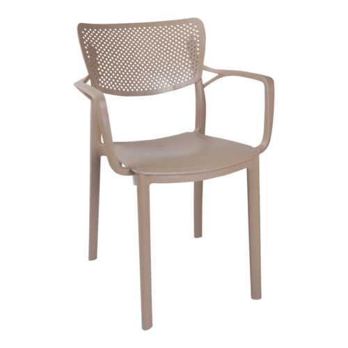 Τραπεζαρία Icon-Frontline pakoworld σετ 5τεμ PP σε cappuccino απόχρωση (x1)