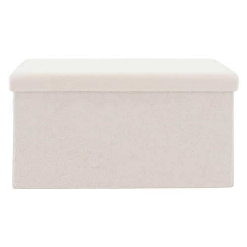 Σκαμπό-μπαούλο Forward pakoworld ύφασμα μπουκλέ ivory 76.5x38x37.5εκ (x1)