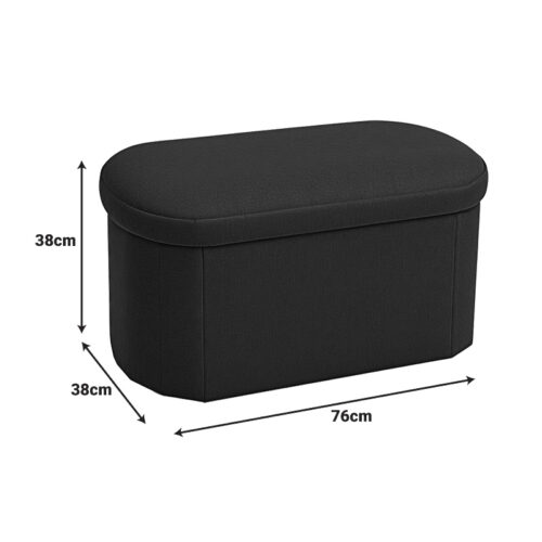 Σκαμπό-μπαούλο Otto pakoworld ύφασμα μπουκλέ σε ανθρακί απόχρωση 76x38x38εκ (x1)